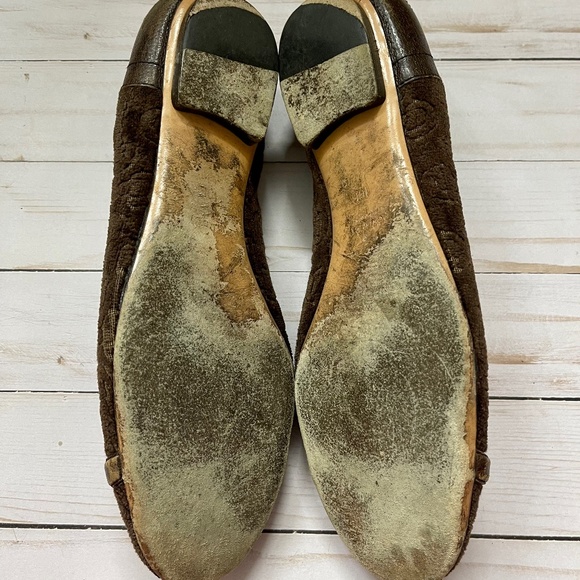 GUCCI Brown Imprint Flats Women's Size 10B - Picture 11 of 12